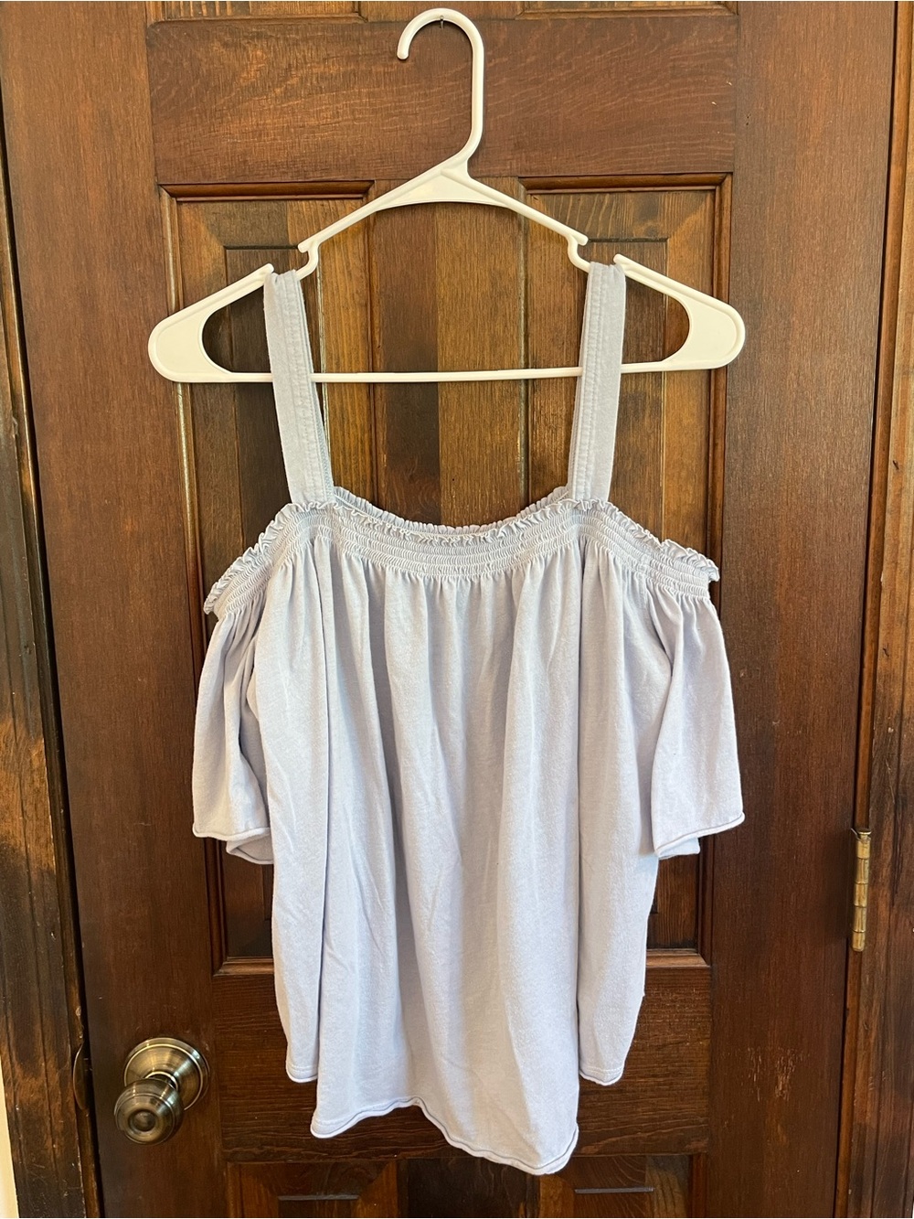 We The Free Free People Darling Off Shoulder Ruffle Top Blue M
